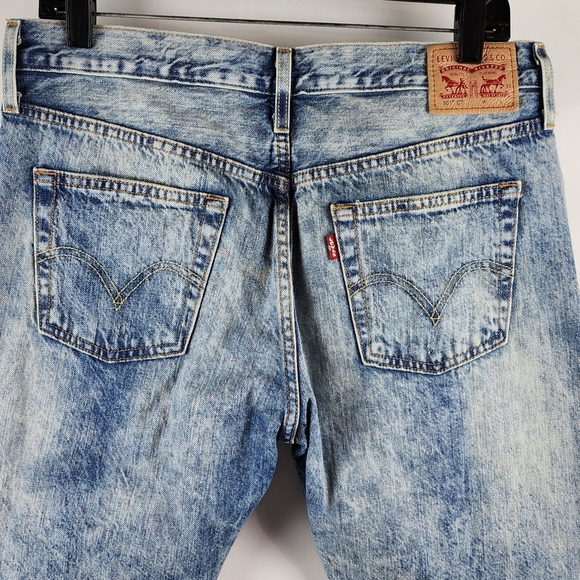 Levi's Jeans Womens 501 CT Button Fly Distressed Blue Denim Mid Rise Size 32x28 - Picture 11 of 13